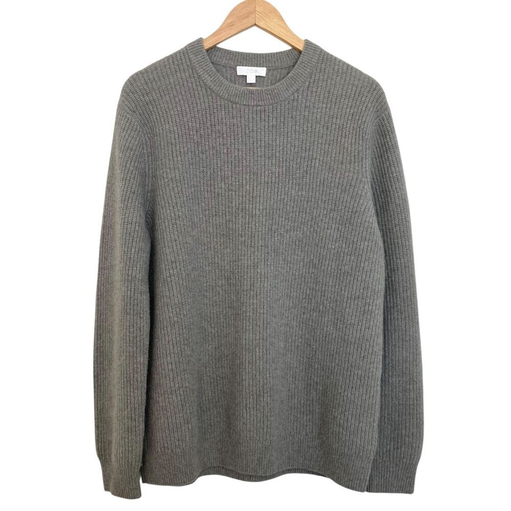 COS Oversized Crewneck Cashmere Pullover Sweater Size M Ribbed Chunky Gray NWOT